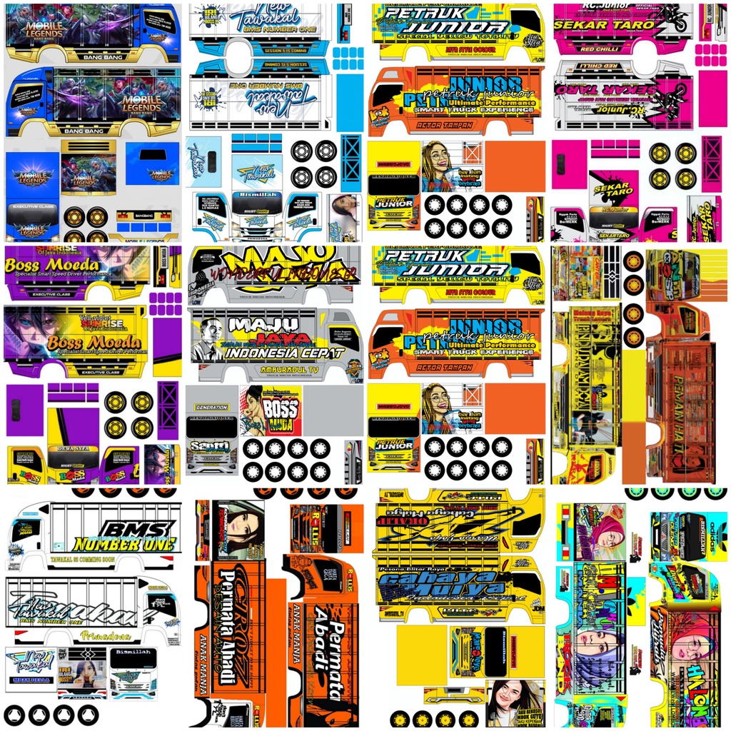 Pola Stiker truk kardus truk miniatur truk oleng super murah