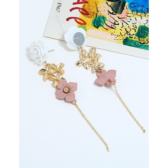 LRC Anting Tusuk Fashion Gold Resin Flower Earrings F40650