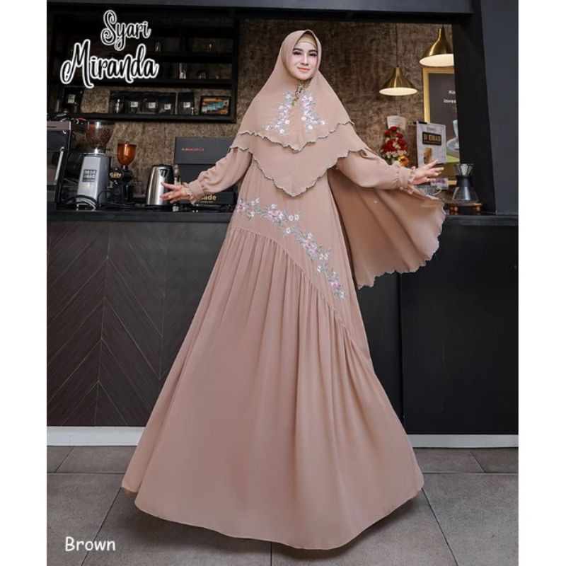 GAMIS SYARI JUMBO LD 120 SET KHIMAR BORDIR / MIRANDA SYARI BORDIR MEWAH BUSUI PESTA LEBARAN PENGAJIA