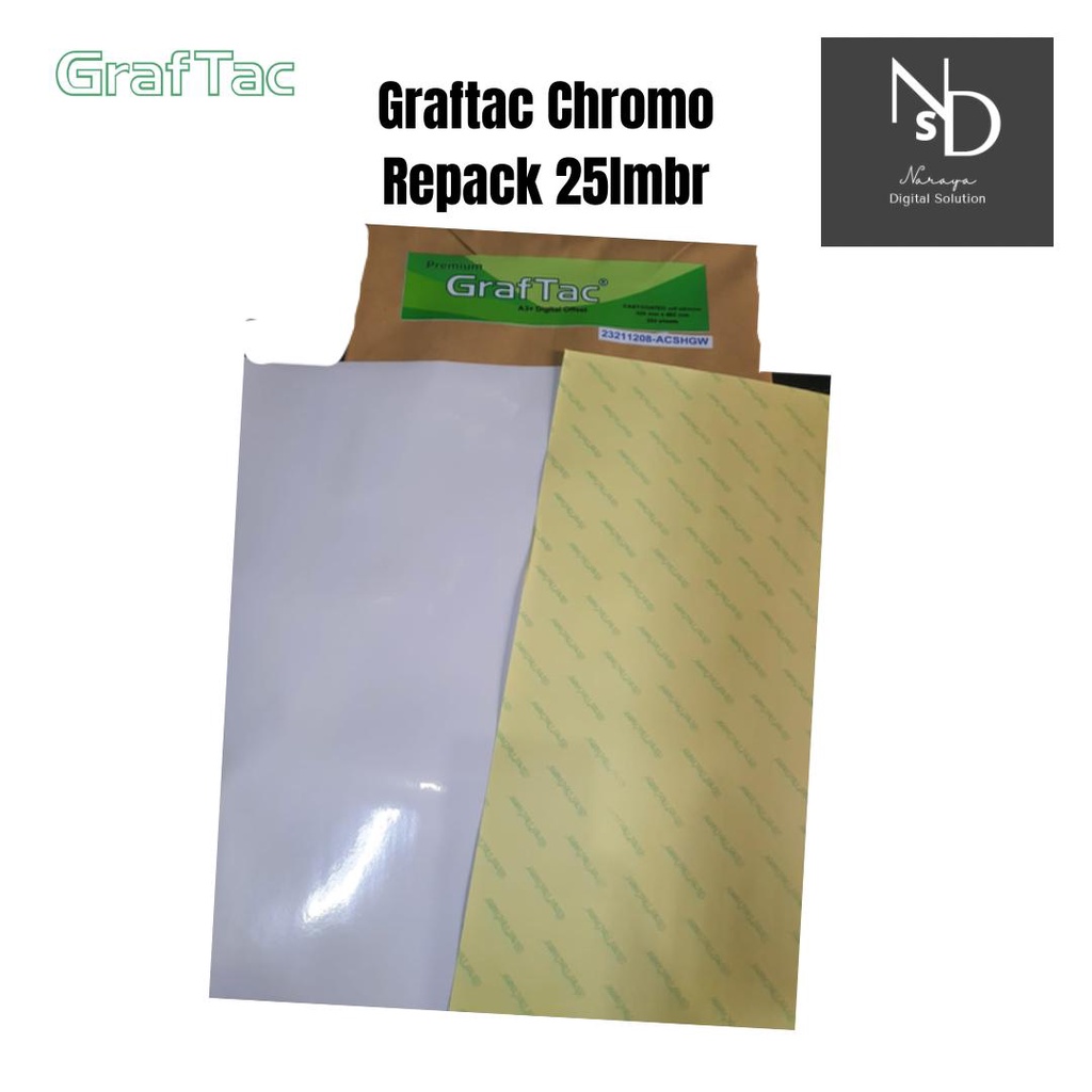 

Stiker Graftac Chromo Sticker Kromo Cast Coated A3+ Repack 25lembar