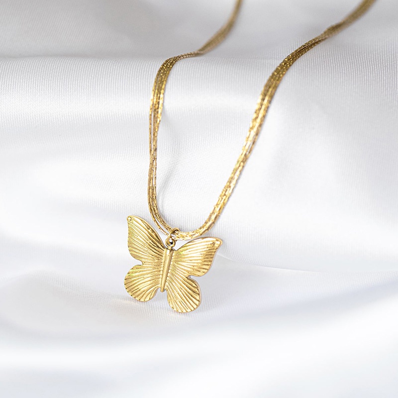 Eropa dan Amerika gaya jalan air rantai gelombang wanita baru kupu-kupu anting-anting multi layer la