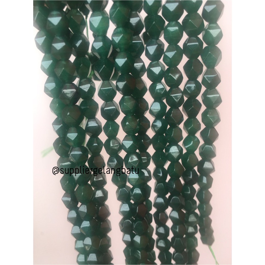 batu faceted hexagon Stone 8mm giok tua jade akik bahan gelang kalung craft bahan aksesoris grosir