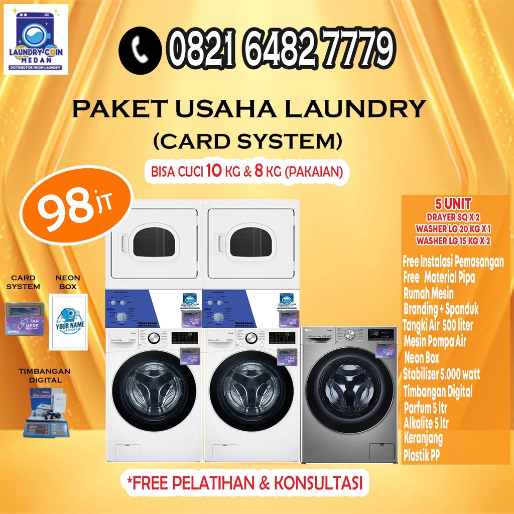 PAKET USAHA LAUNDRY//CARD SYSTEM 98 JUTA//MEDAN