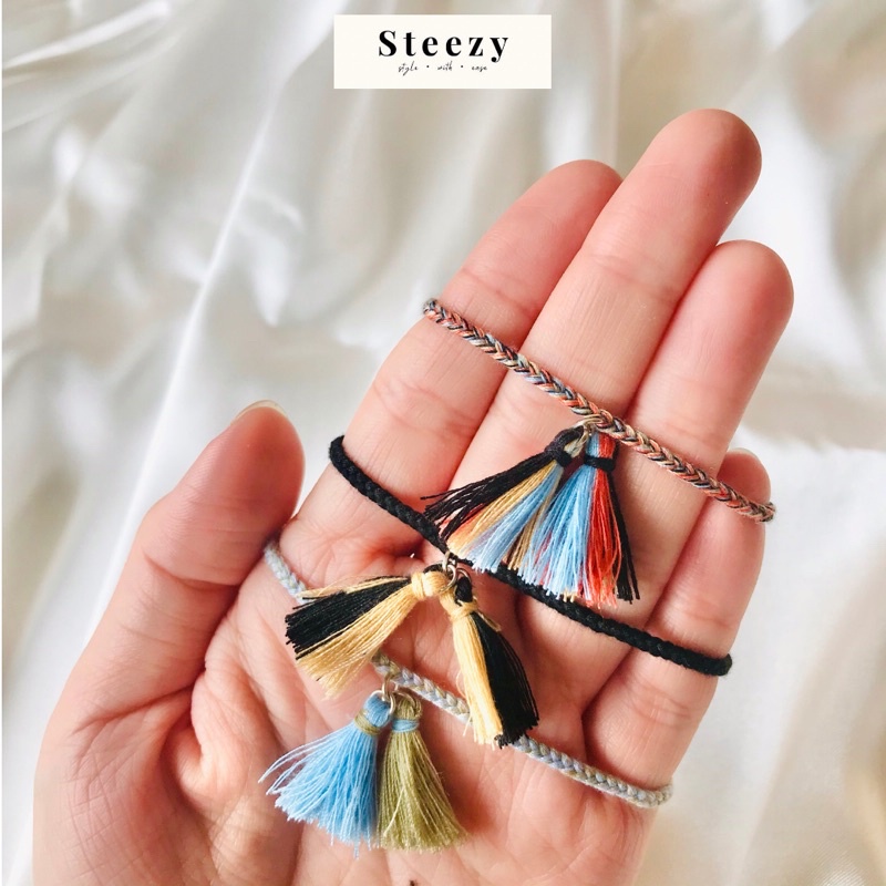 Bella Braided bracelet- Gelang tali kepang/ Gelang tali wanita/ gelang tali rumbai/ Gelang persahabatan/ Gelang Couple 3 / Gelang Boho Bohemian