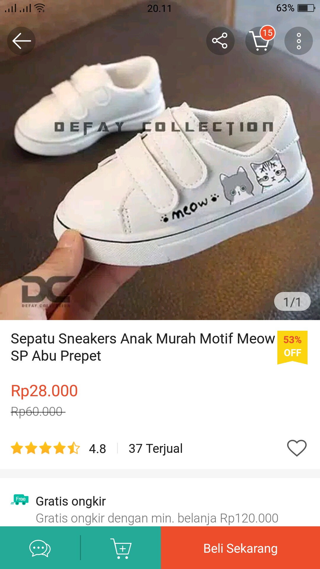  Sepatu  Sneakers  Anak Murah Motif Meow  SP Abu Prepet 