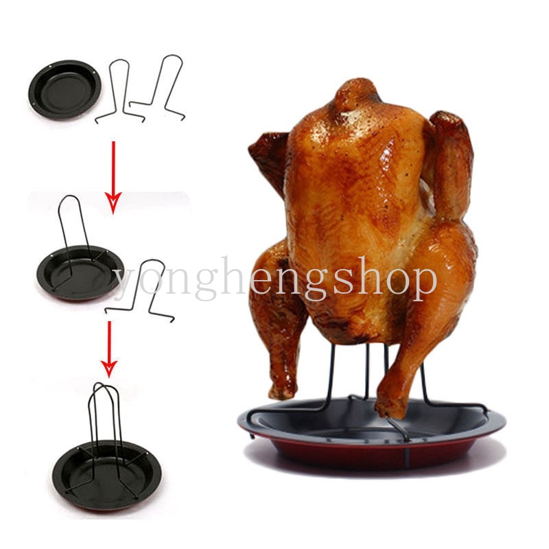 Rak Stand Panggangan Ayam Bebek Bahan Stainless Steel Anti Lengket Untuk BBQ