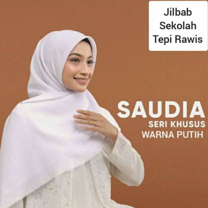 Hijab Sekolah Kerudung Segi Empat Saudia Rawis Putih / Hitam / Coklat Pramuka