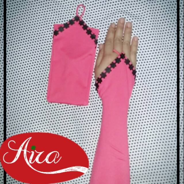 Handsock cincin renda bunga /handsock fingerless /handsock renda hijabisme