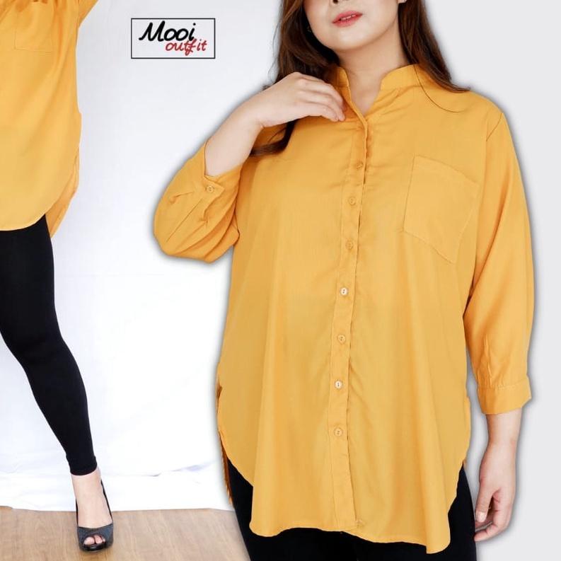 ➼ Kemeja Tunik Jumbo Terbaru / Tunik Kemeja Krah Shanghai Kekinian / Tunik Jumbo Xxxl Ld 120 Modern 