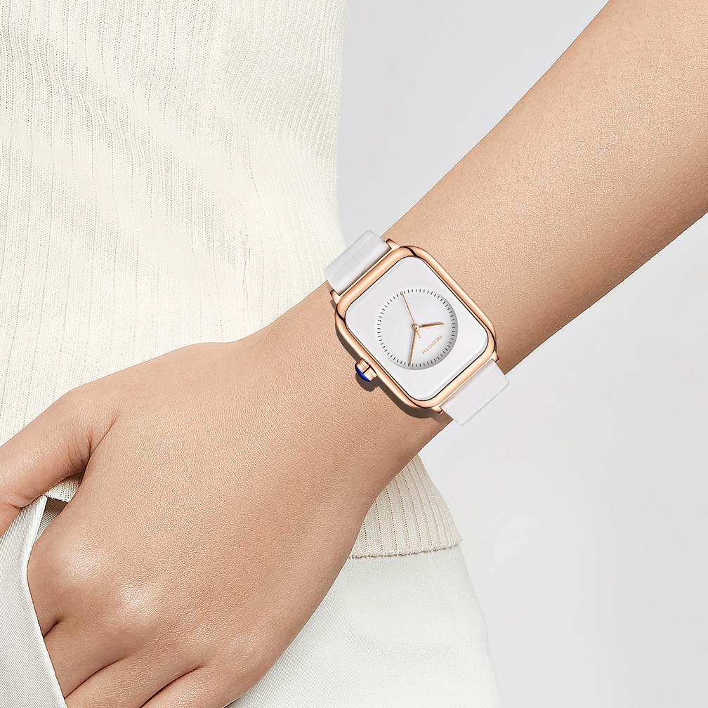 REBIRTH Jam Tangan Wanita Santai Mode Tali Kulit Tahan Air Kuarsa Jam Tangan Cewek-4