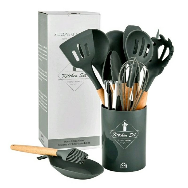 KITCHEN SET Sutil Silicone 13pcs Spatula Silikon Tahan Panas Peralatan Masak