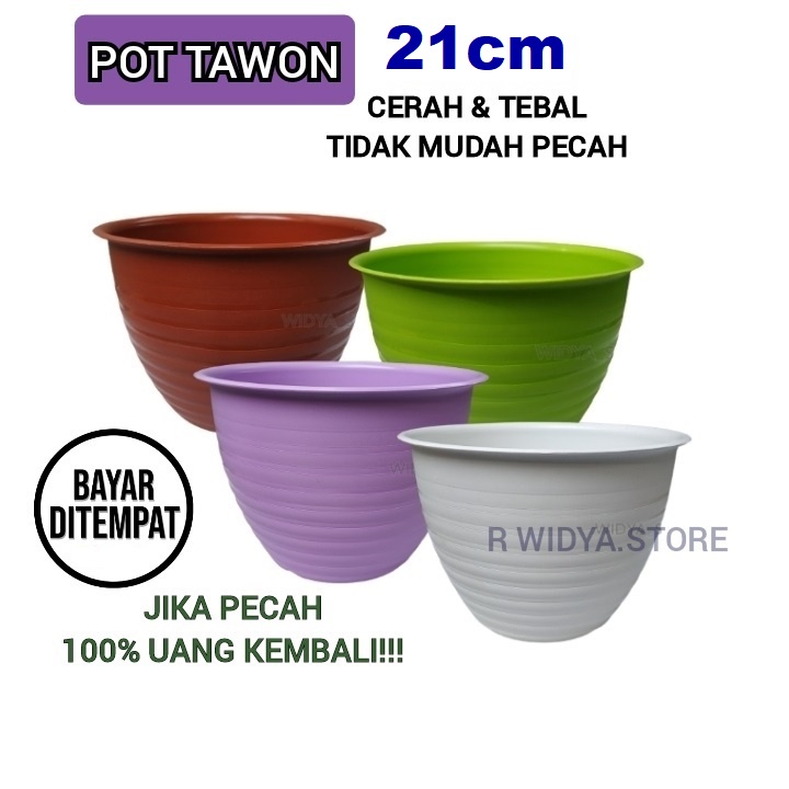 MDN Pot Bunga Ukuran 21cm pot tawon putih pot bunga plastik besar pot tanaman