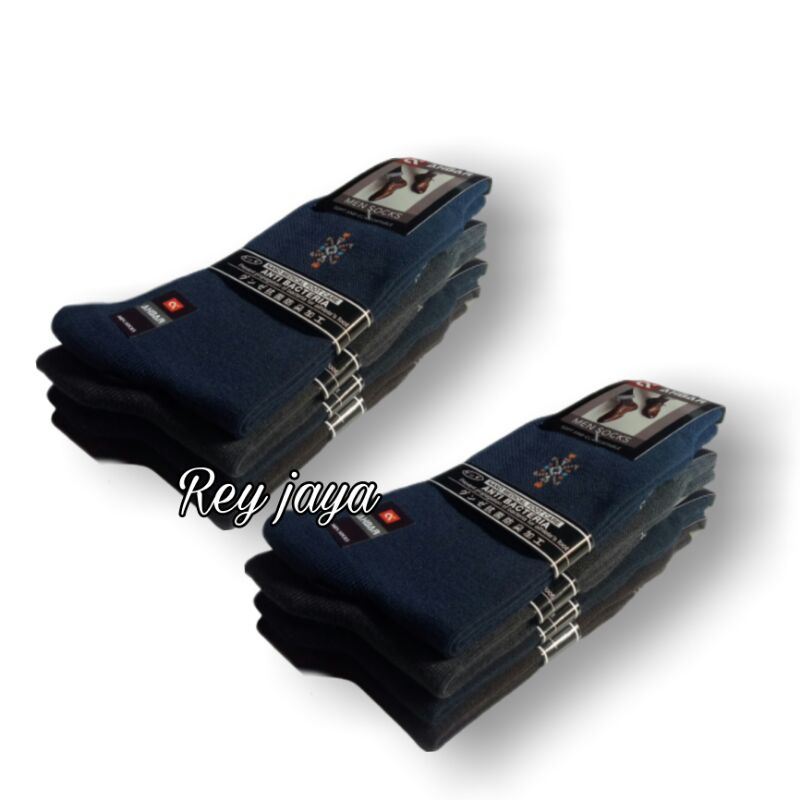 Kaos Kaki Kerja Kantoran Anti Bakteri Motif Pria Laki Dewasa Panjang Sebetis Warna Hitam Abu Biru Premium Ter Murah