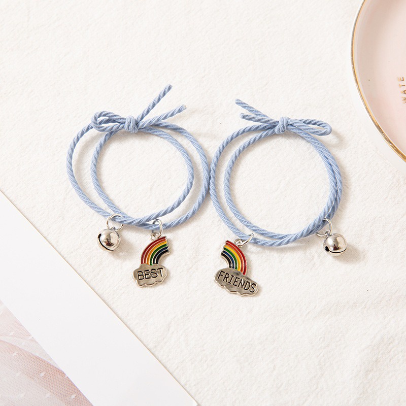 2pcs/Set Gelang Pelangi Gaya Korea Sahabat Gelang Persahabatan / Gelang Couple Pelangi