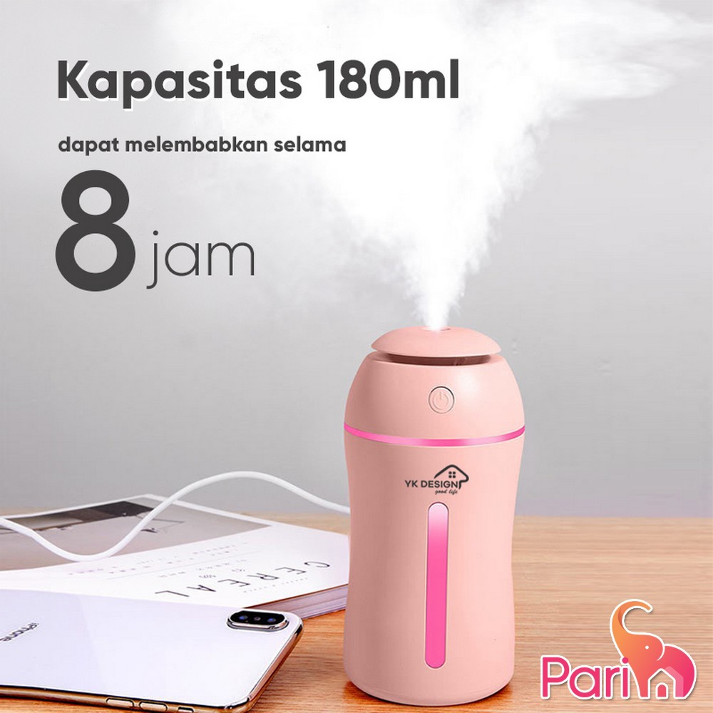 Pelembab Udara Mini / Mini Humidifier USB MICRO dengan Lampu LED Warna Bermerek YK DESIGN YK-512