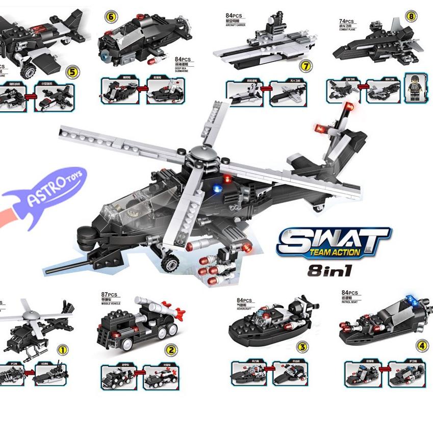 ✧Best Mainan Lego SWAT City Police Kendaraan Perang Tempur Helikopter Tank 3 In 1 79 ✧