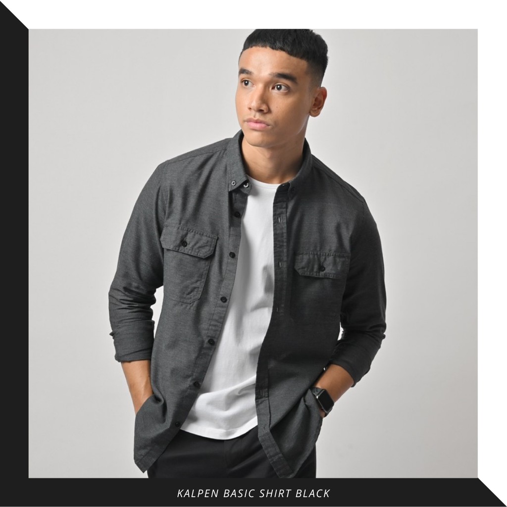 KEMEJA PRIA PREPPSTUDIO PREMIUM KALPEN BASIC SHIRT BLACK ORIGINAL