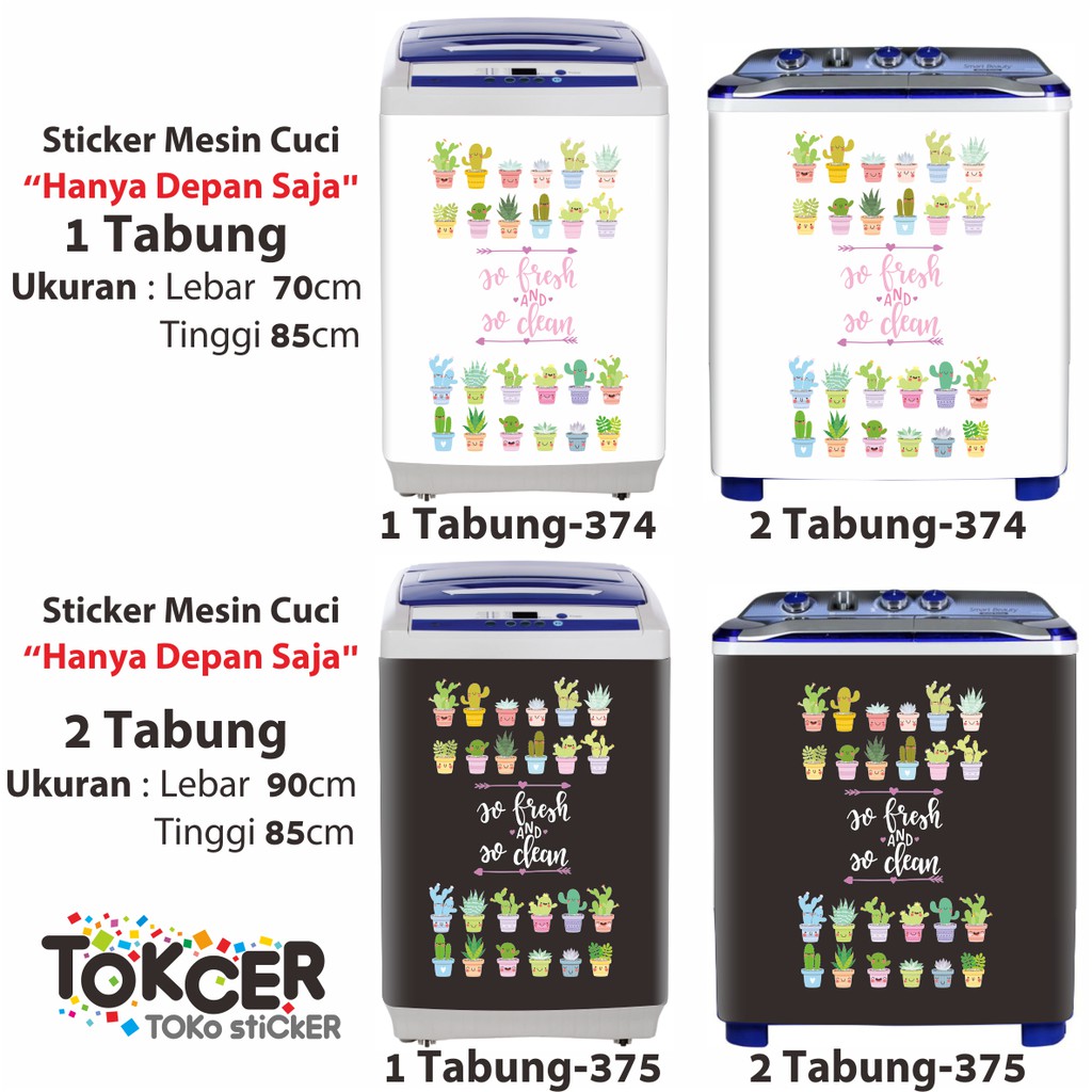 Stiker Mesin Cuci 1 dan 2 Tabung  KAKTUS