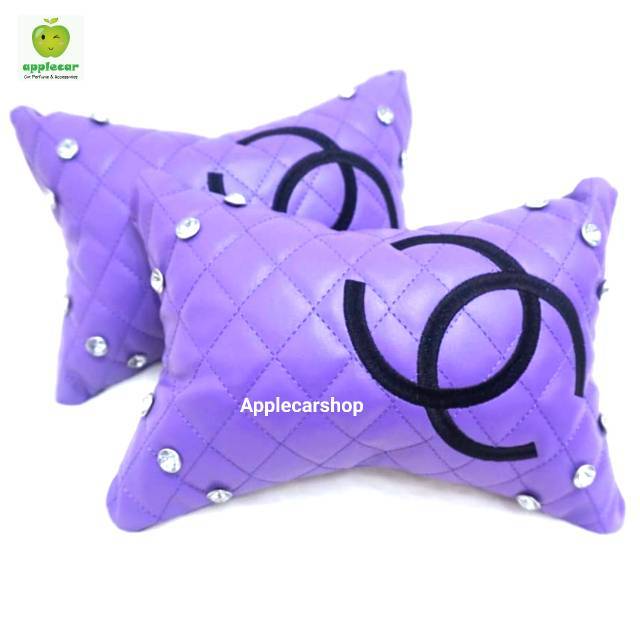 Bantal Headrest Bantal Jok Mobil Channel Ungu