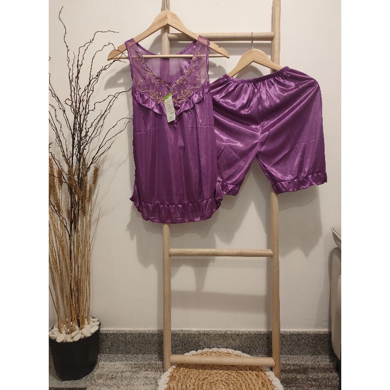 lingeri setelan satin import