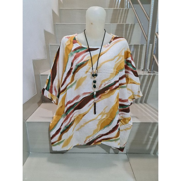 Blouse Brukat dan Kaos Bunga Import Jumbo XL-5XL-Kuning - 5XL