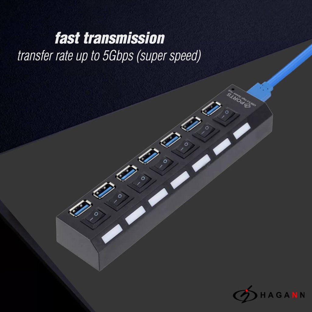 USB 3.0 Hub 7 Port On Off High Speed / USB Hub 7 Slot Data Super Speed USB3.0