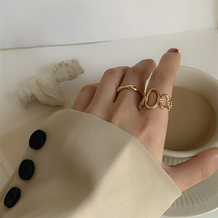 Set Cincin Knuckle Model Hollow Lebar Bahan Metal Gaya Punk Gothic Untuk Wanita