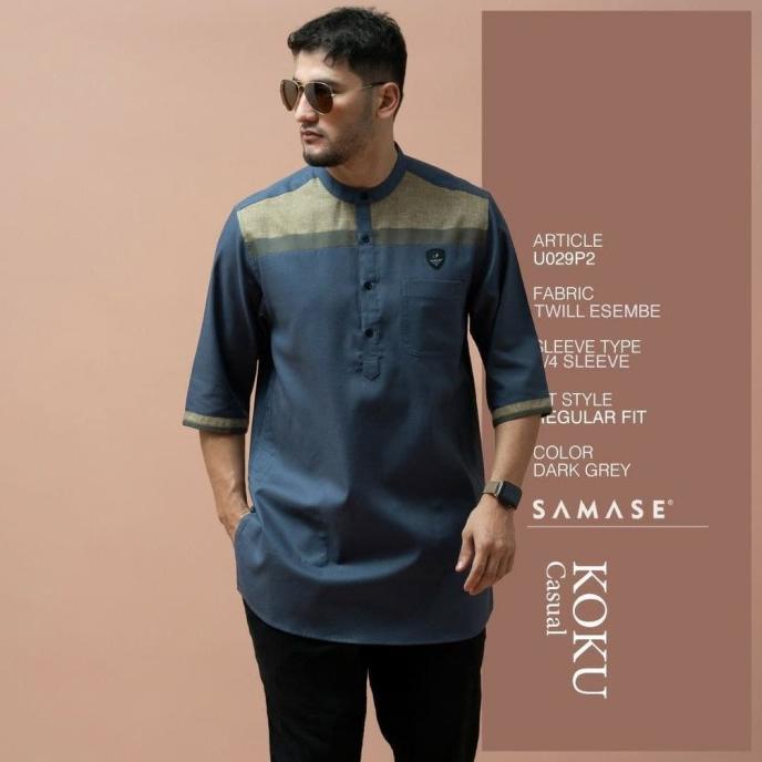 AYU SAMASE KOKU KOKO KURTA CASUAL BAJU MUSLIM PRIA DEWASA L U-029P SDGFD6464