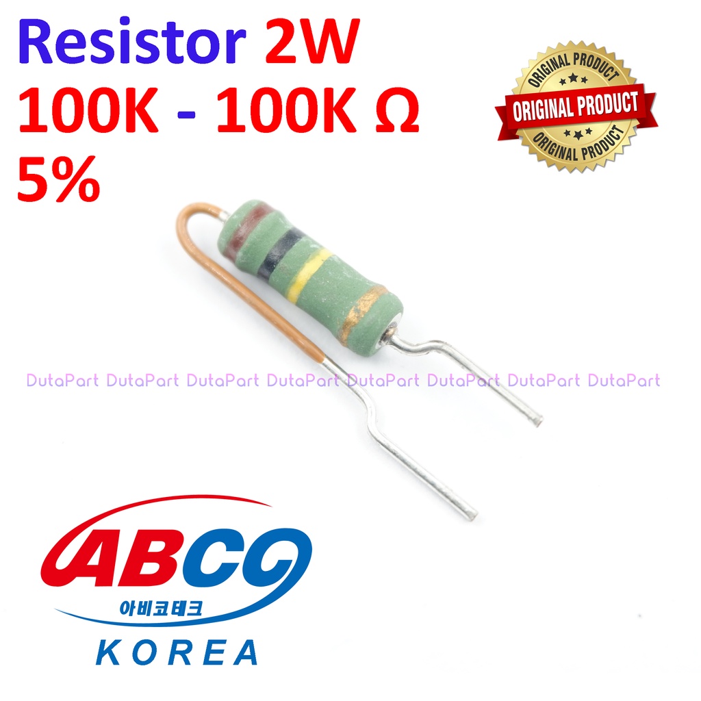 Resistor 100K Ohm 2 Watt 5% ORIGINAL ABCO KOREA 2W 100 K HIGH QUALITY