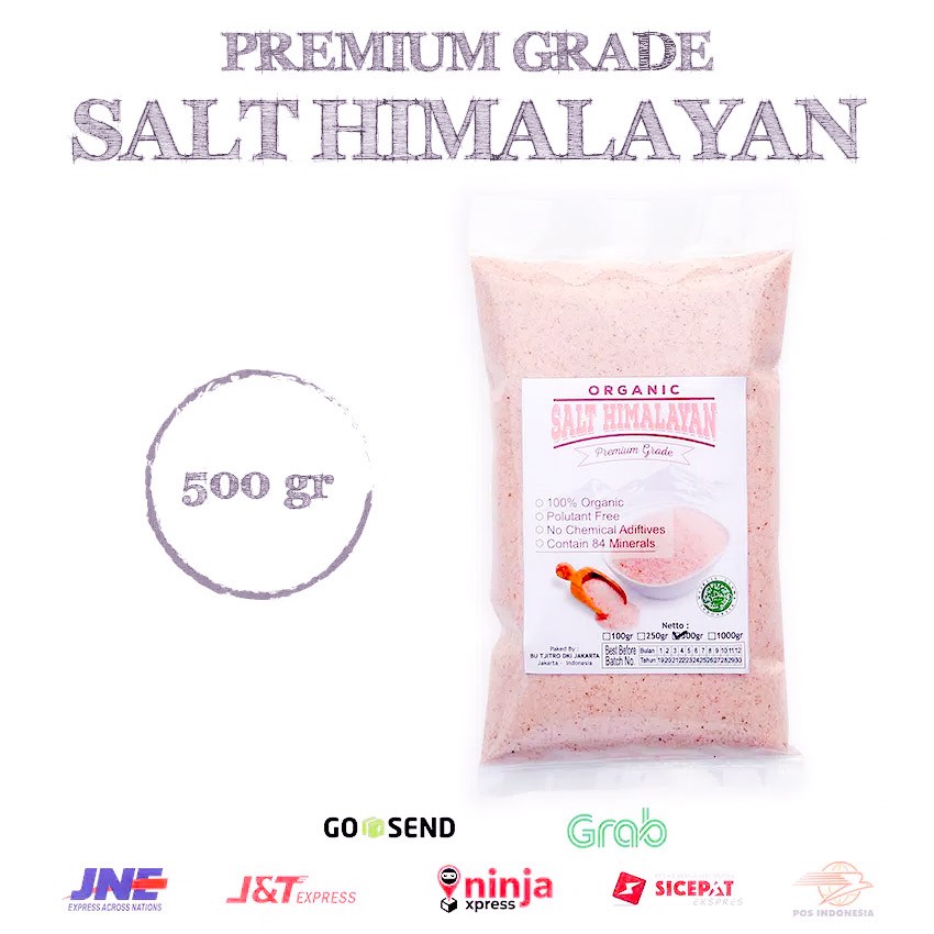 Garam Himalaya 500gr - Organic Pink Salt Fine ( Sangat Halus ) Premium Quality