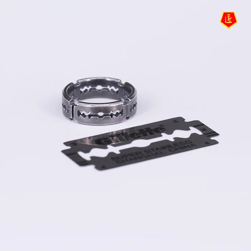 [Ready Stock]Retro Silver Hollow Design Ring Ethnic Style