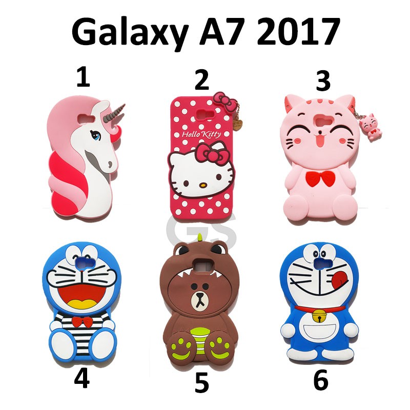 Silicon Boneka 3D A7 2017 Softcase Lucu Karakter Hello Kitty Doraemon Minnion