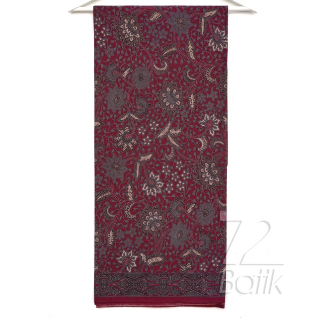 BAHAN BATIK PREMIUM Katun Motif Kembang Warna Merah Marun Maroon Maron 723562 Cap 72 Jarik Jarit Samping Kebat Panjang Batik Katun Modern Premium Bahan Seragam Batik Pernikahan Kantor Keluarga Murah Kamen Jadi Batik Bali Lembaran