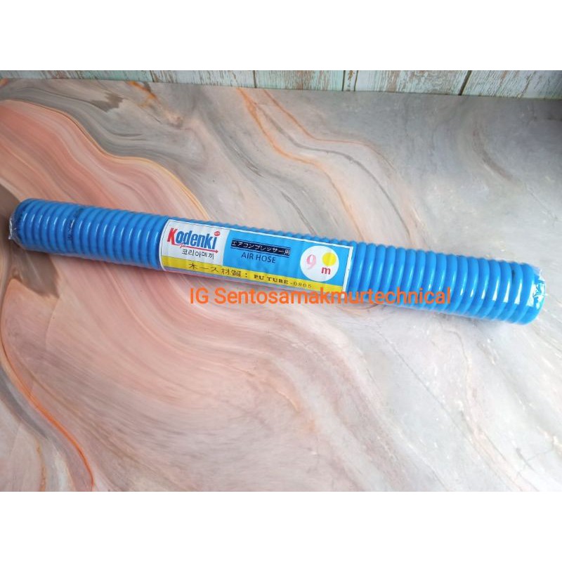 KODENKI 9 M Selang Spiral Recoil Hose Kompresor Angin Biru PU 9M