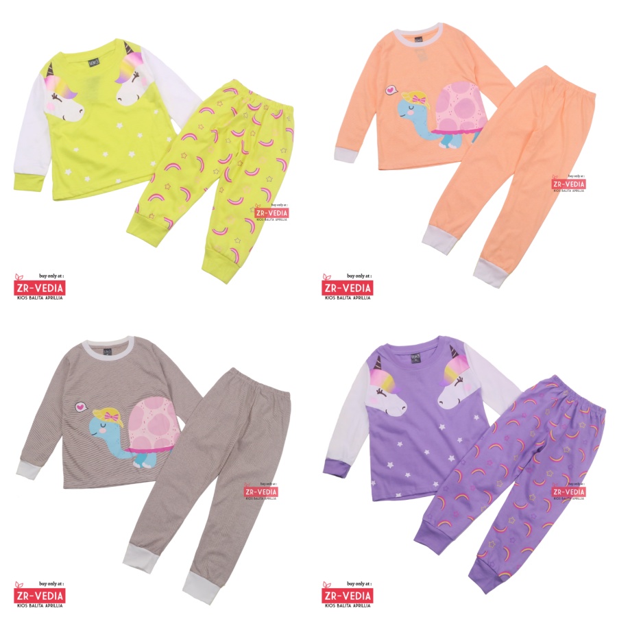 Piyama A-ra Kids Size 7-10 Tahun / EXPORT Quality Baju Tidur Karakter Kaos Lengan Celana Panjang