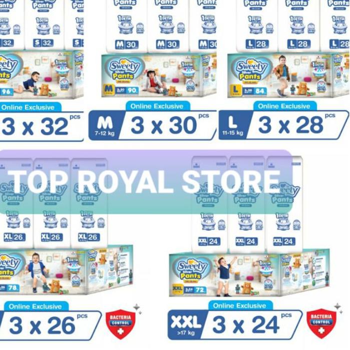 Sweety Silver Pants XL26 L28 M30 S32 Sweety XL 26 L 28 M 30 S 32 /DUS XL78 L84 M90 S96 KEMASAN POLOS