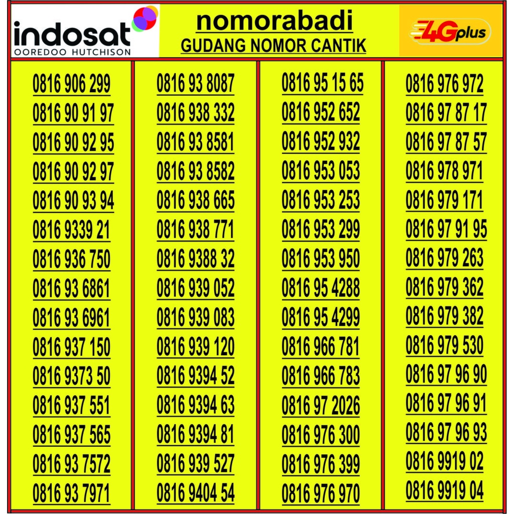 NOMOR CANTIK INDOSAT 10 DIGIT H500