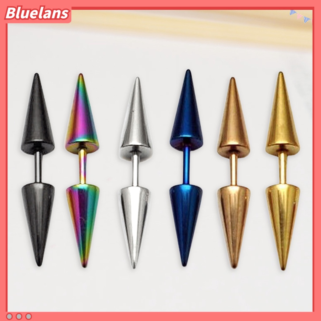 Bluelans 1 Pair Stud Earring Fine Workmanship Women Accessories Portable Unisex Double Rivet Spike Earrings