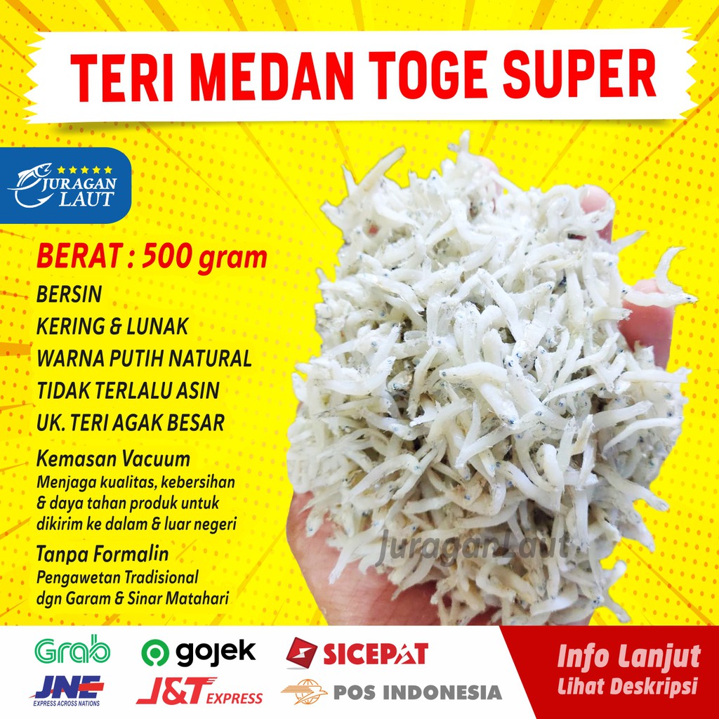

Ikan teri toge medan toge super 500gr premium asli putih natural kering grade a ISTIMEWA promo