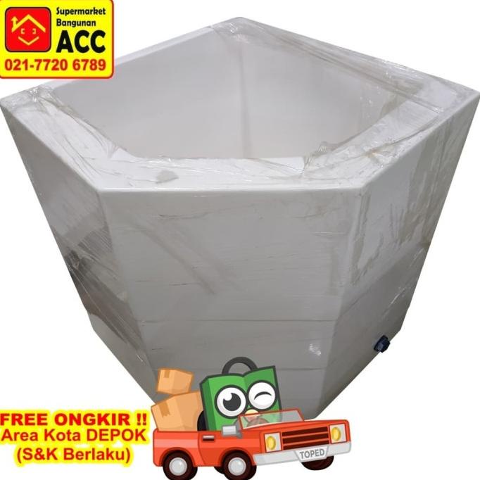 Bak Air Marble Minimalis 55 / Bak Sudut Kamar Mandi Putih