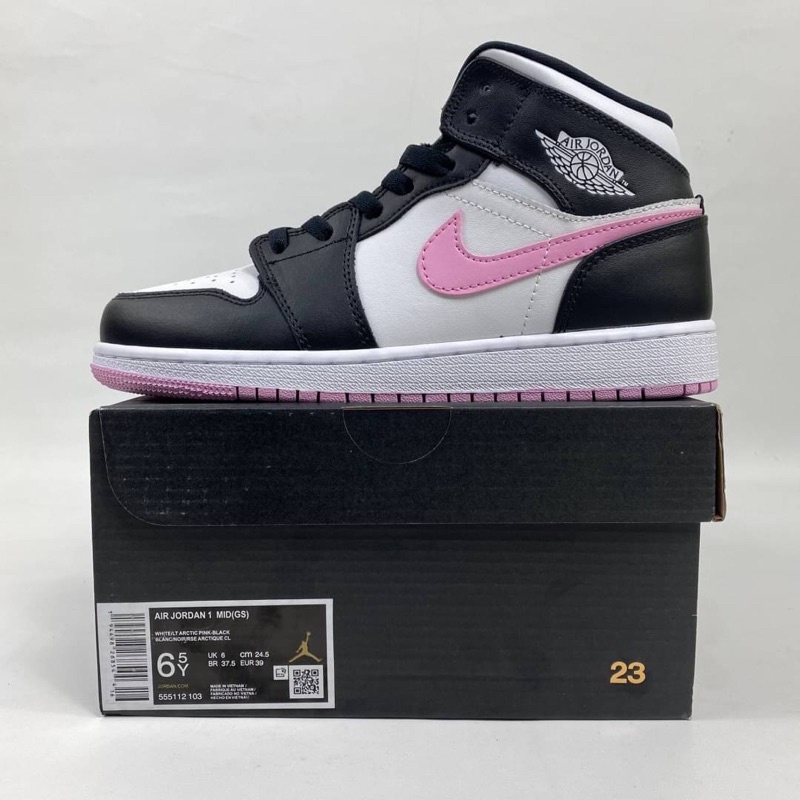 Nike Air Jordan 1 Mid White Black Arctic Pink GS