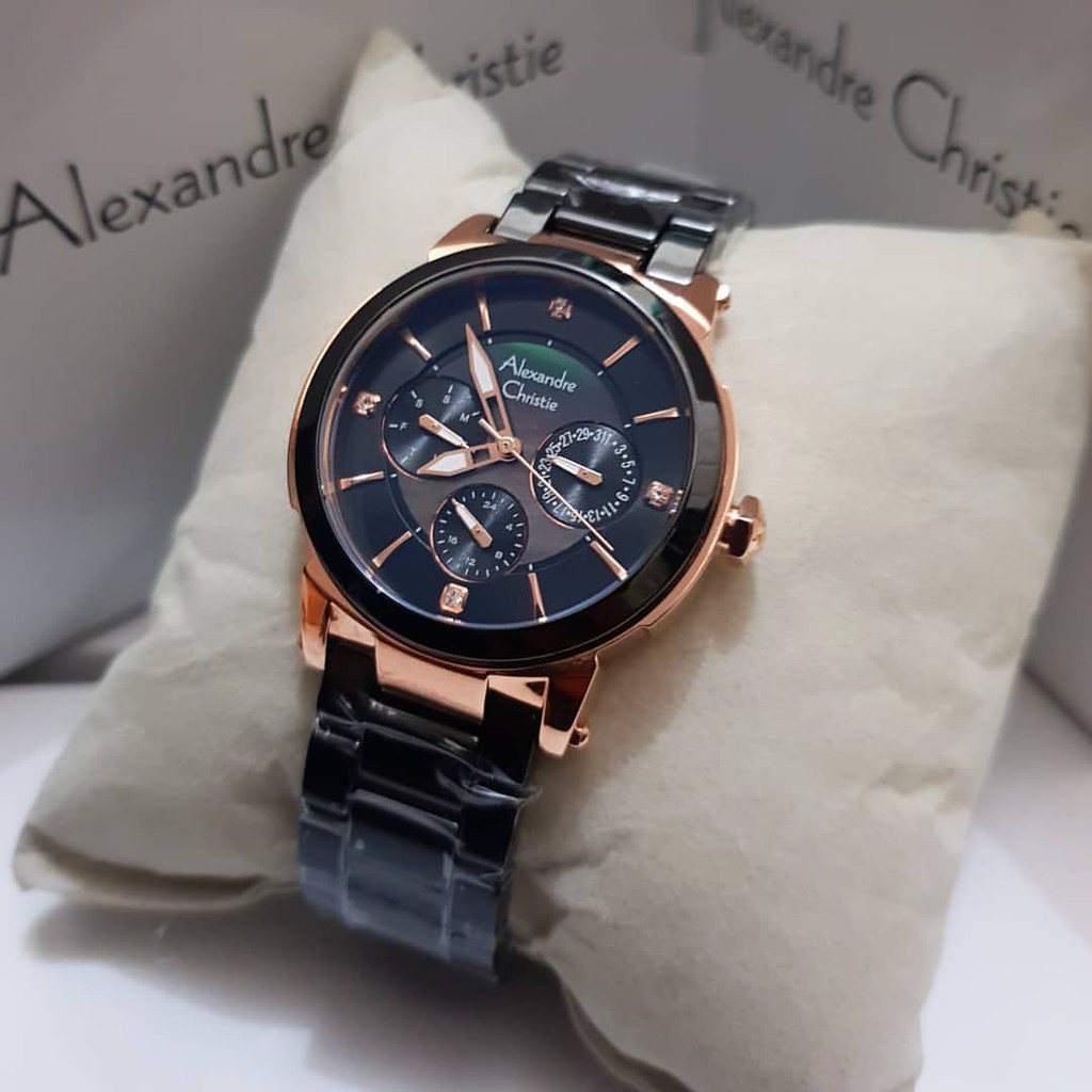 ALEXANDRE CHRISTIE ORIGINAL AC2517 HITAM ROSEGOLD KERAMIK
