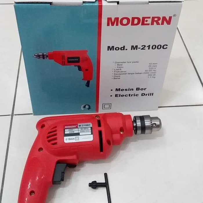 MESIN BOR 10MM MODERN 2100C BOLAK BALIK/MESIN BOR TANGAN LISTRIK/ELEKRIK DRILL MODERN