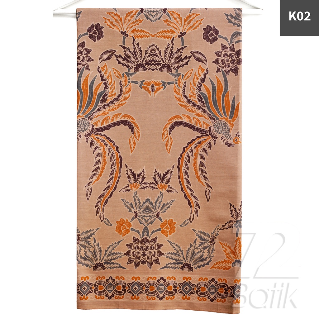 KAIN BATIK PREMIUM Bahan Katun Motif Peksi Asmoro Warna Putih Susu Coklat Orange 721835 Cap 72 Jarik Jarit Samping Kebat Panjang Batik Katun Modern Premium Bahan Seragam Batik Pernikahan Kantor Keluarga Murah Kamen Jadi Batik Bali Lembaran