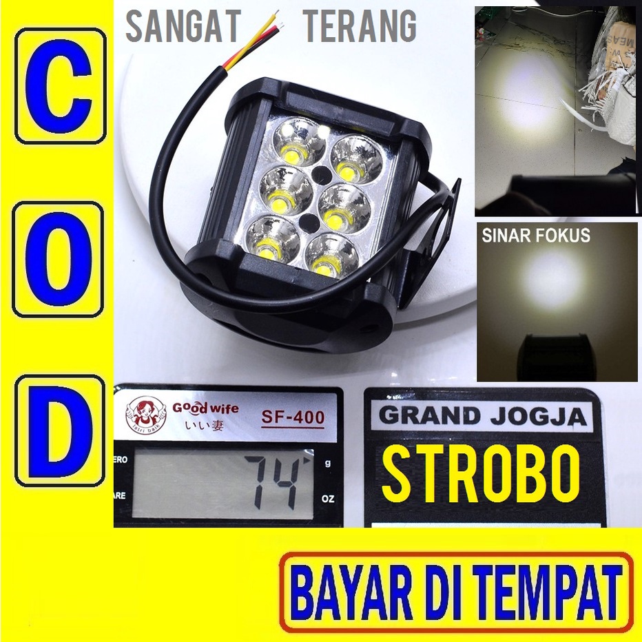 88O Led 6 Mata Kotak Icc Lampu Sorot Lampu Tembak Flash Kedip Strobo 2 Mode Baut Baud Spion Mobil Mo