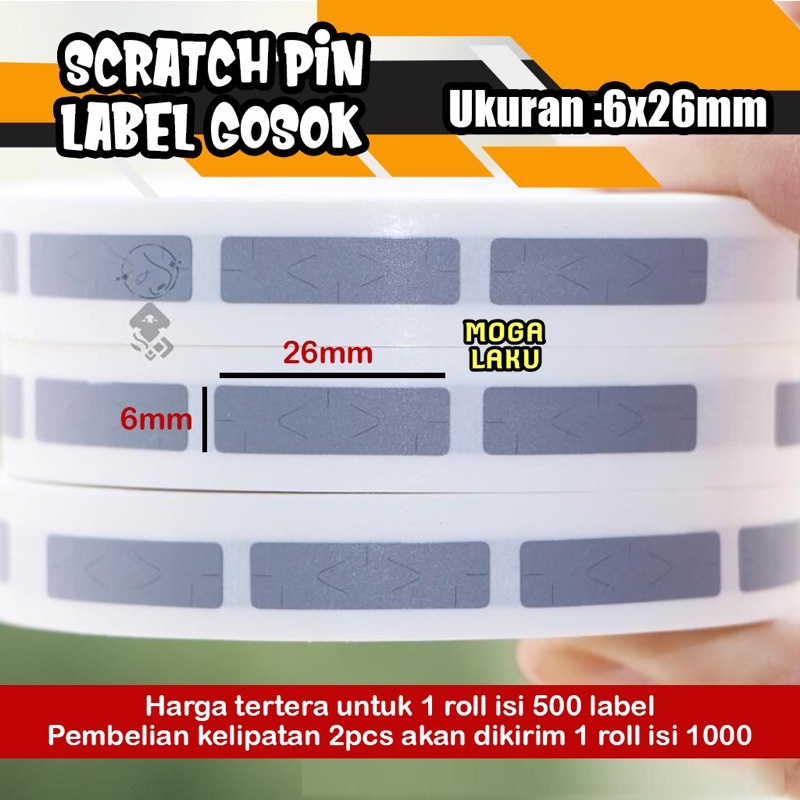 

6x26 Scratch off PIN label gosok pin penutup pin voucher sticker gosok 6x26