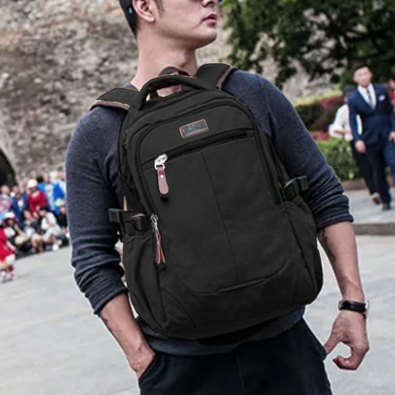 Tas Ransel Canvas IAC Backpack Up to 14 inch - Tas Pria Tas Wanita - Sekolah Laptop Punggung