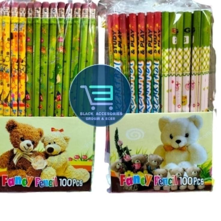 Paling Unik Pensil 2B Murah Pancy pencil karakter isi 100 pcs