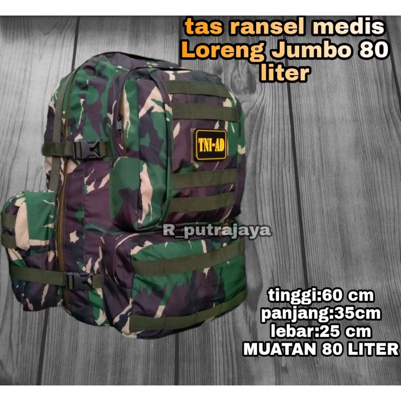 TAS RANSEL medis jumbo 80 liter ARMY/tas Loreng Malpinas Jumbo/ tas ransel TNI army/tas ransel loreng jumbo