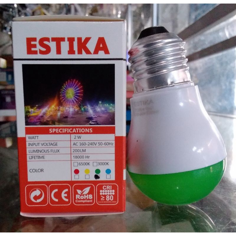 ESTIKA Lampu LED Warna 2 Watt - Lampu Hias/Lampu Tidur